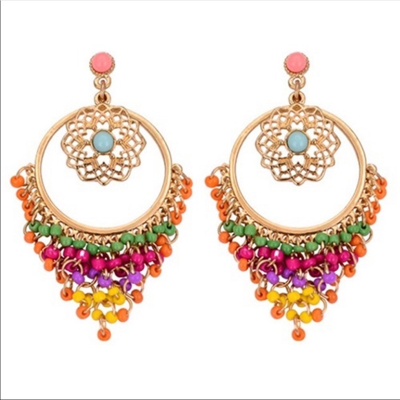 Jewelry - Just IN! Boho Style colorful carving beads earring